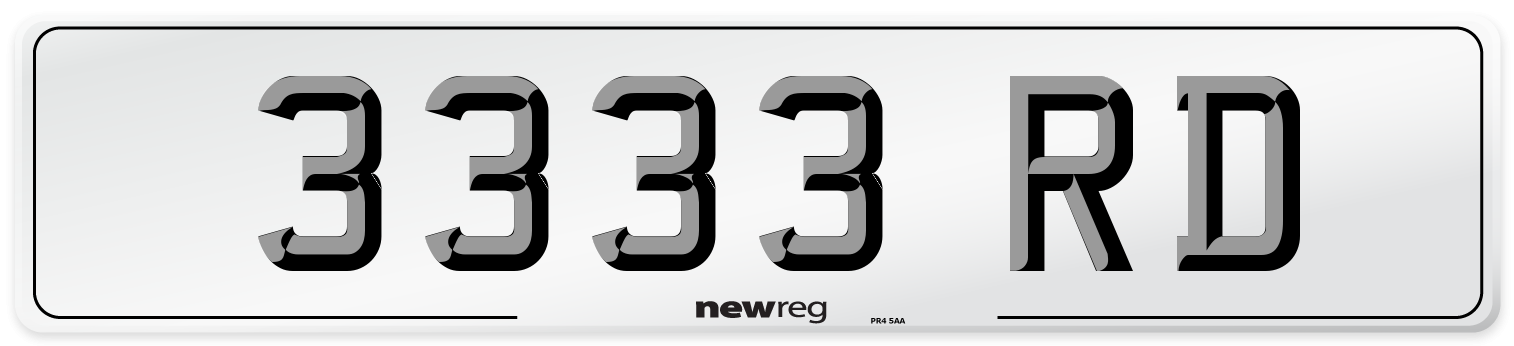 3333 RD Number Plate from New Reg